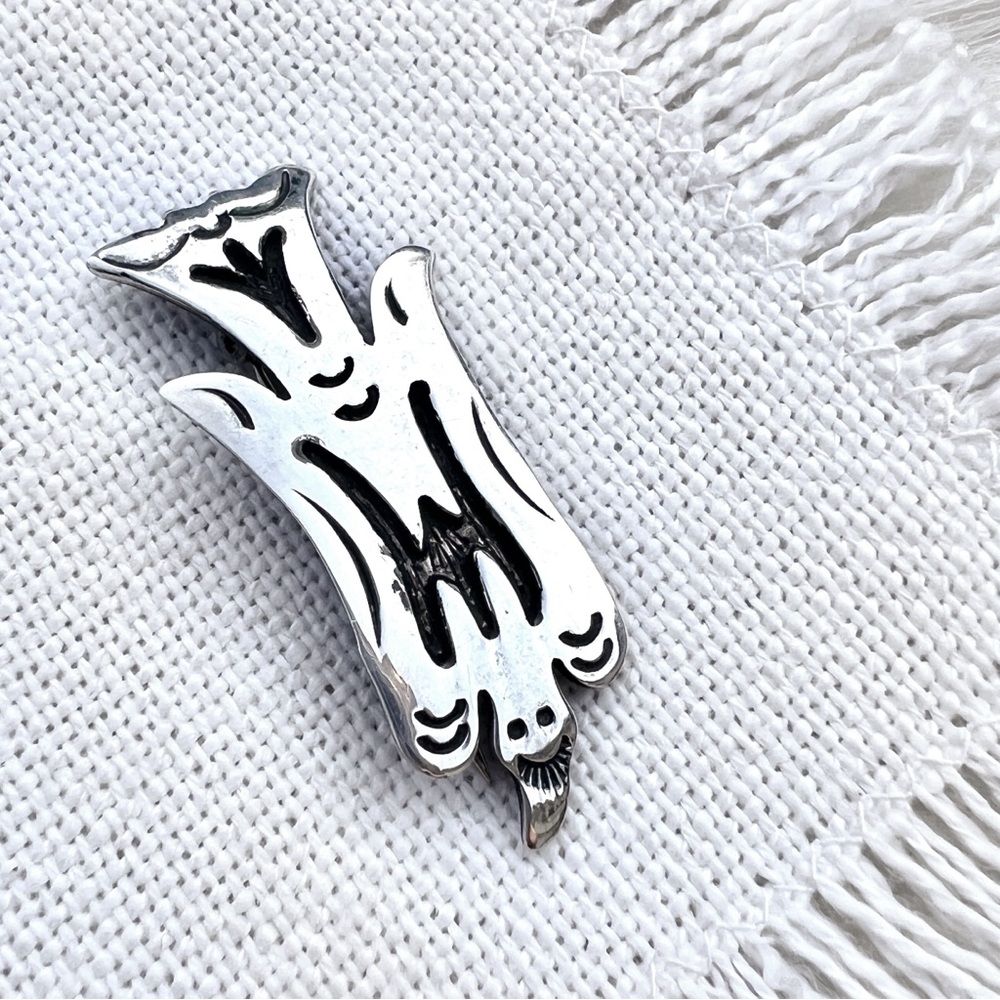 VINTAGE Peyote Bird Thunderbird Southwestern Sterling Silver Brooch Pin 925